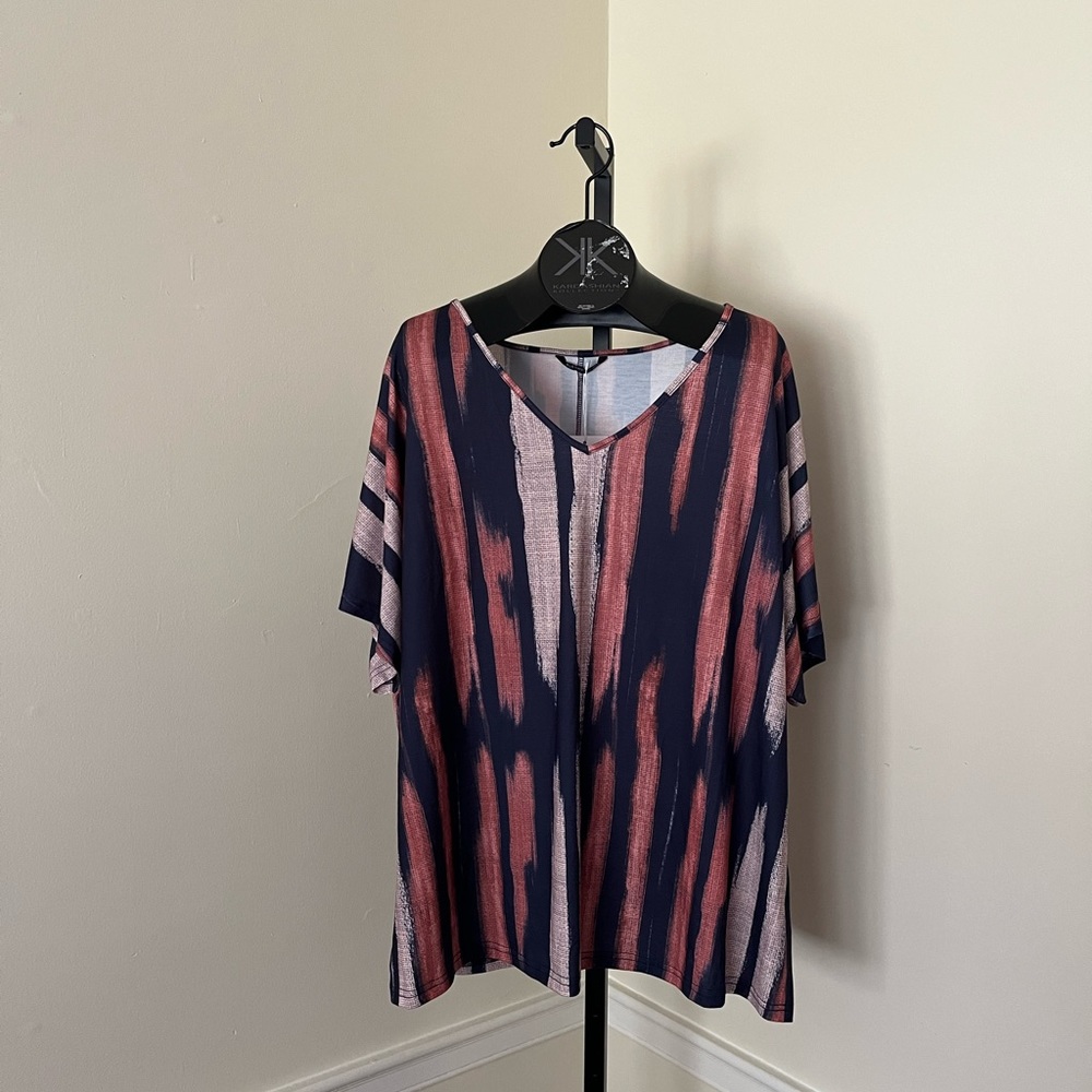 Brand new with tags! Striped Contrast Dolman Sleeve V Neck T-Shirt